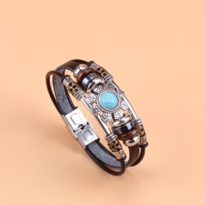 Turquoise Beaded Leather Bracelet