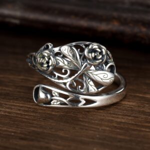 Hollow Rose Dragonfly Ring