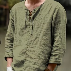 Cotton-Linen Blend Long Sleeve Shirt