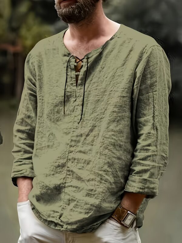 Cotton-Linen Blend Long Sleeve Shirt